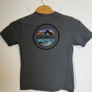 Patagonia Graphic T-Shirt Built to Endure Logo Tee Regular Fit Mens‎ M Medium